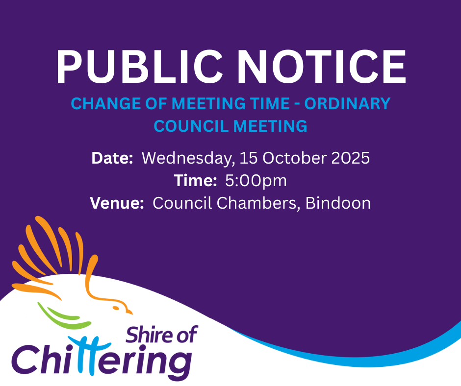PUBLIC NOTICE: Change of Meeting Time - Ordinary Council Meeting