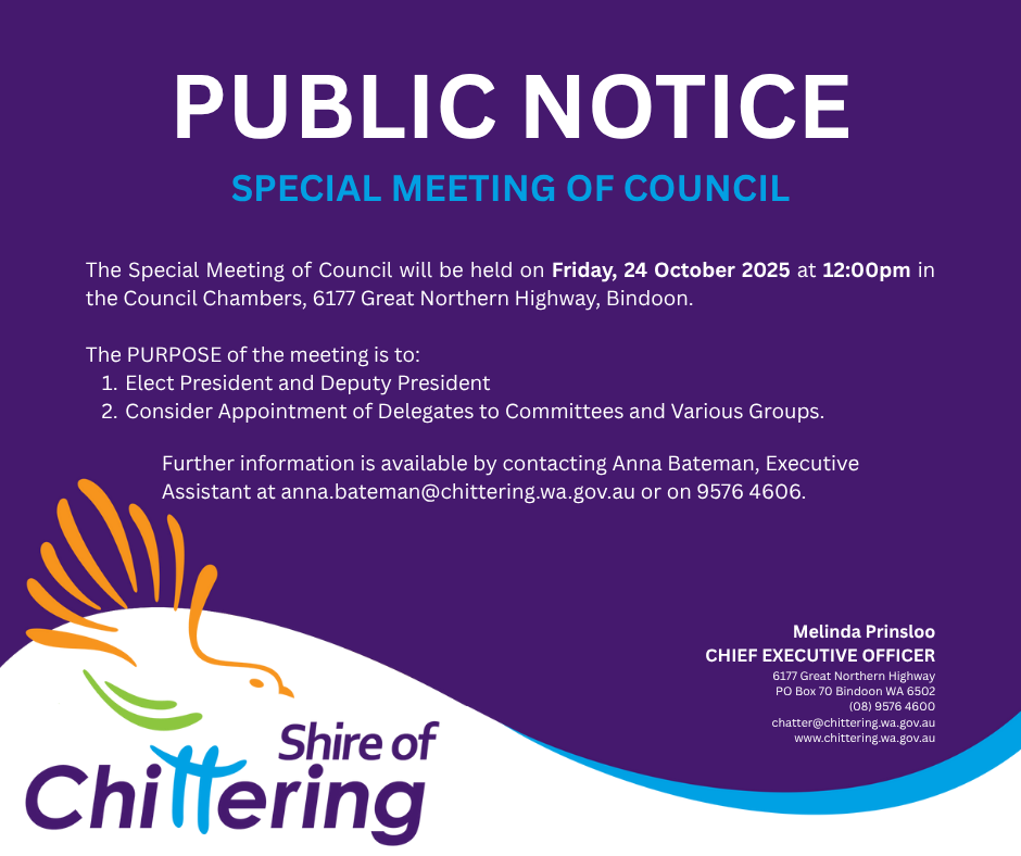 PUBLIC NOTICE - Special Council Meeting